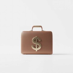 Rose Gold Glitter Briefcase with Dollar Sign, Luxury Business Bag