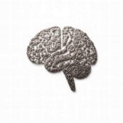 Brain Made of Small Particles, Gray Matter Illustration on White Background