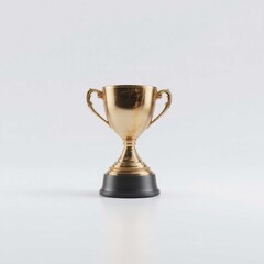 Golden Trophy Cup with Black Base, Award Symbol, Shiny Metallic Finish, Isolated on White Background