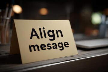 Table Tent Display with Text Align Message in a Modern Setting