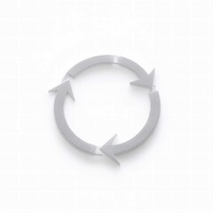Recycle Symbol Made of Small Shiny Silver Arrows Forming a Circular Motion on White Background