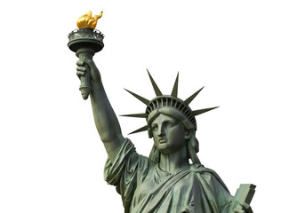 Statue of Liberty isolated PNG on transparent background, iconic American symbol of freedom and democracy, New York landmark, bronze sculpture, torch © Eoin