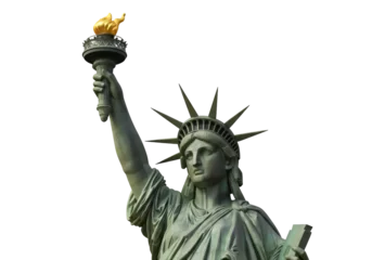 Papier peint photo Statue de la Liberté Statue of Liberty isolated PNG on transparent background, iconic American symbol of freedom and democracy, New York landmark, bronze sculpture, torch  © Eoin