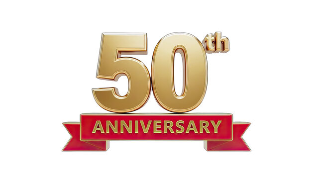 Golden 50th Anniversary Celebration on White Background