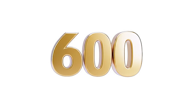 Golden 600 Number Isolated on White Background