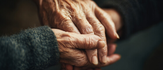 Fototapeta premium Holding Hands in Comfort, A Symbol of Care and Love Between Two People