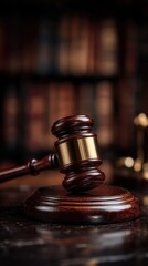 Judge gavel on wooden table, law and justice courtroom concept
