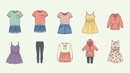 Collection of Childrens Clothing Outfits and Individual Pieces.