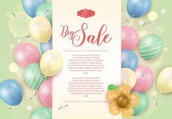 Pastel Spring Balloon Big Sale Background for Seasonal Promotion Posters and Store Campaigns