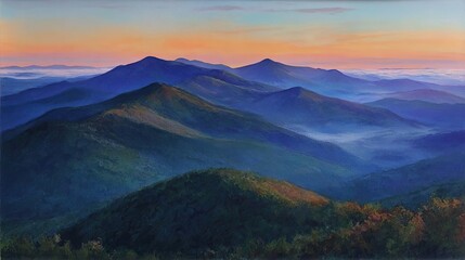 Misty Mountain Range at Sunrise