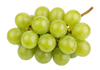 Bunch of green grapes isolated PNG, fresh fruit on transparent background, healthy snack for diet and nutrition