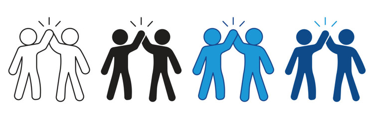 People give high-five icon set. Celebrate Team Success with Dynamic High Five Icons symbol. Vector illustration.