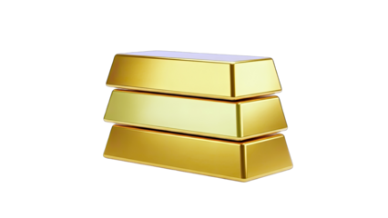 Gold Bars Stacked on White Background - Financial Concept