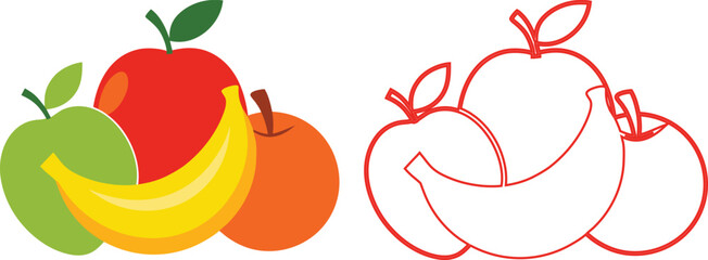 Colorful illustration of various fruits