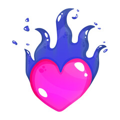 Game icon of a burning heart in cartoon style Perfect for Valentine's Day events, rewards, and achievement systems. Suitable for seasonal interface updates for mobile games, casual games, and RPGs