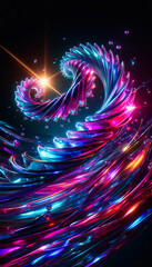 Futuristic Pink and Purple Neon Energy Spiral with Glowing Particles