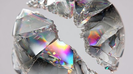 Shattered Iridescent Glass Sphere