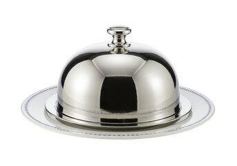 Silver butter dish with lid isolated PNG, elegant serving dish for breakfast or brunch on transparent background