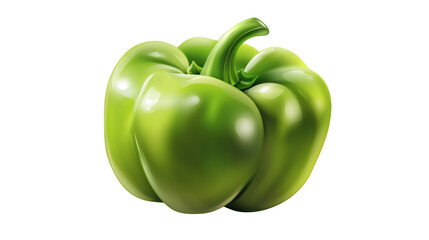 A fresh, glossy green bell pepper with a smooth texture and vibrant color.