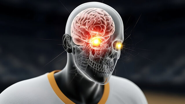 Sports Brain Injury as a sport injury causing a Concussion as football hockey rugby basketball boxin