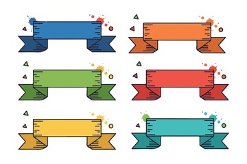 A Set of Colorful Flat Vector Ribbon banner Illustration