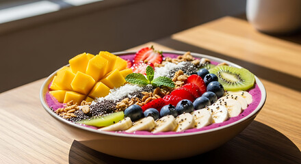 Vibrant fruit and granola bowl