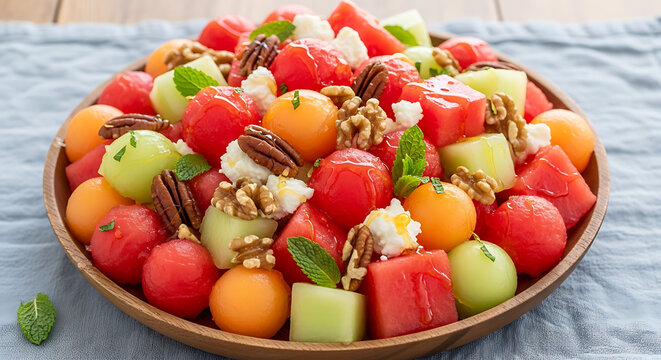 Vibrant melon and feta salad with pecans