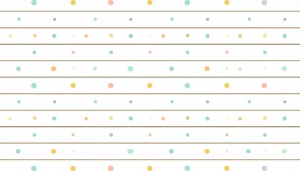 Close-up of colorful dots on horizontal lines against a white background with a playful and minimalist design aesthetic.