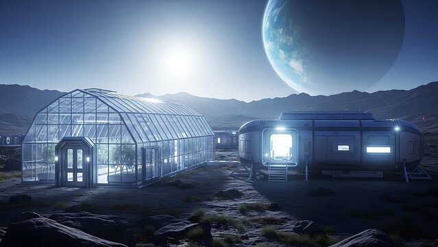 Colonizing distant worlds: a thriving greenhouse and habitat under an alien sky