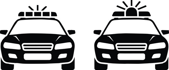 police patrol car front view siren light icon vector