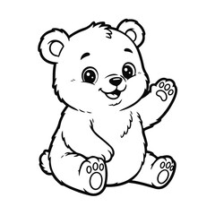 Cute cartoon teddy bear illustration with simple lines and friendly expression. cartoon bear, cute teddy, kids illustration, smiling bear, animal cartoon