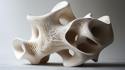Abstract Wooden Sculpture: Intricate Layers and Organic Forms