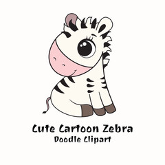 Cute Cartoon Zebra Doodle Clipart
