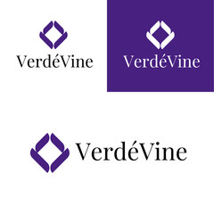 Verd&eacute;Vine Logo - Elegant Purple Geometric Diamond Symbol