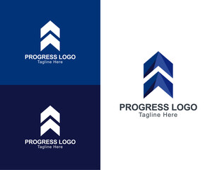Progress Logo - Modern Abstract Upward Arrow and Chevron Symbol