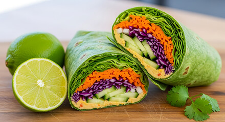 Fresh veggie wrap with lime