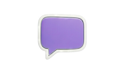 Purple Speech Bubble Icon on White Background