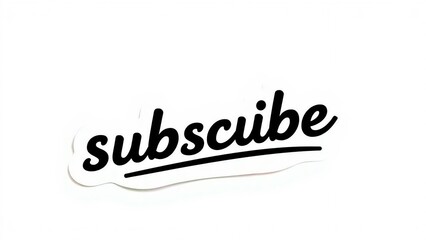 Black subscribe text sticker with an underline in elegant handwritten script on white background