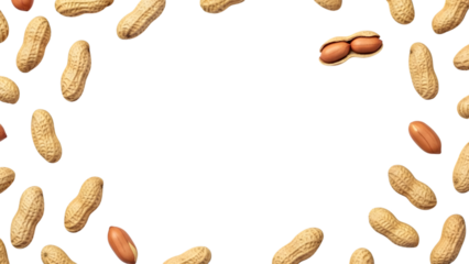 Peanuts scattered on isolated on a transparent background food snack