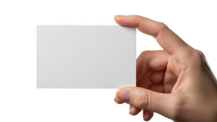 Obraz premium Hand holding blank business card isolated on transparent background