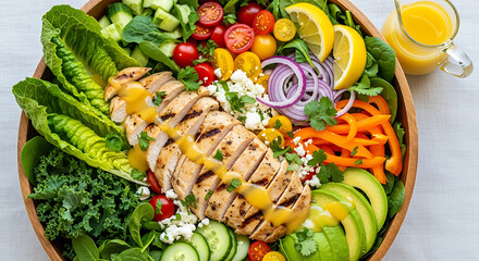 Grilled chicken salad with fresh vegetables
