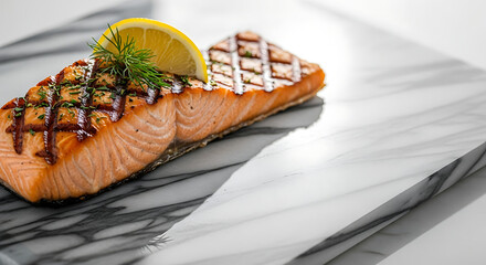Grilled salmon with lemon and fennel