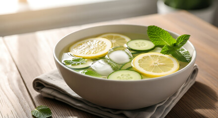 Refreshing lemon cucumber mint water