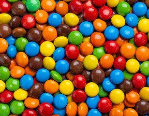 カラフルな丸いチョコの背景素材　チョコレート　おやつ　バレンタイン