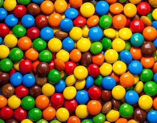 カラフルな丸いチョコの背景素材　チョコレート　おやつ　バレンタイン