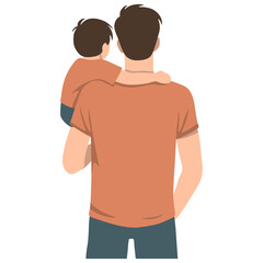 Father and Son Back View. Fathers Day.