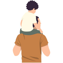 Son Sit on Fathers Shoulder. Fathers Day.