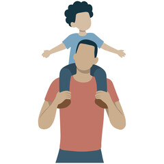 Son Sit on Fathers Shoulder. Fathers Day.