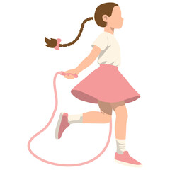 Girl Kid Jump Rope Illustration.