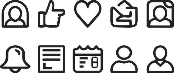 Social Media User Interface Line Icons Set
